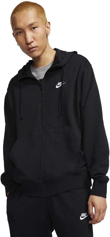 Men's M NSW Club Hoodie Fz Ft Sweatshirt - M BLACK/BLACK/WHITE