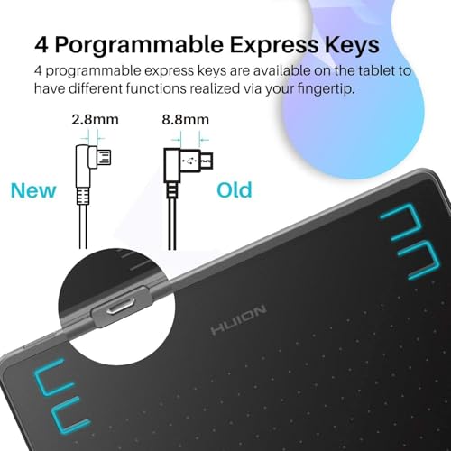 HUION HS64 Graphics Drawing Tablet Battery-Free Stylus Android Windows macOS with 6.3 x 4 in Working Area Pen Tablet for Linux, Mac, Windows PC and Android