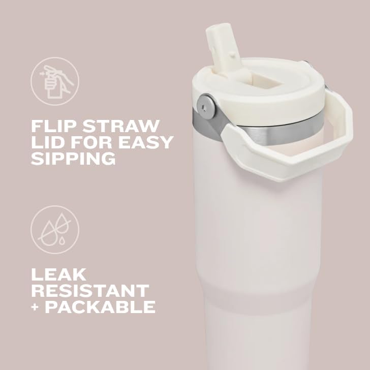 STANLEY IceFlow Stainless Steel Tumbler with Straw Vacuum Insulated Water Bottle for Home, Office or Car Reusable Cup with Straw Leakproof Flip Cold for 12 Hours or Iced for 2 Days 30 OZ, Polar, 1 ea