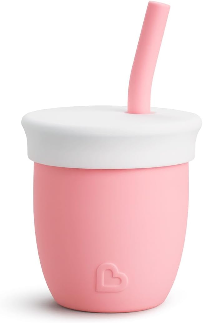 Munchkin C’est Silicone! Open Training Cup with Straw for Babies and Toddlers 6 Months+ Ideal Transition Sippy Cup, Free Flow Sippy Cup to Straw Cup for Baby and Toddler weaning, 4oz / 120ml, Mint