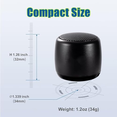 Best Mini Portable Bluetooth Speaker I Smallest Bluetooth Speaker with HD Sound & Bass I Wireless Bluetooth Speakers for Phone/PC/Tablet I Photo Selfie Button Answer Phone Calls I Cute Tiny Speaker