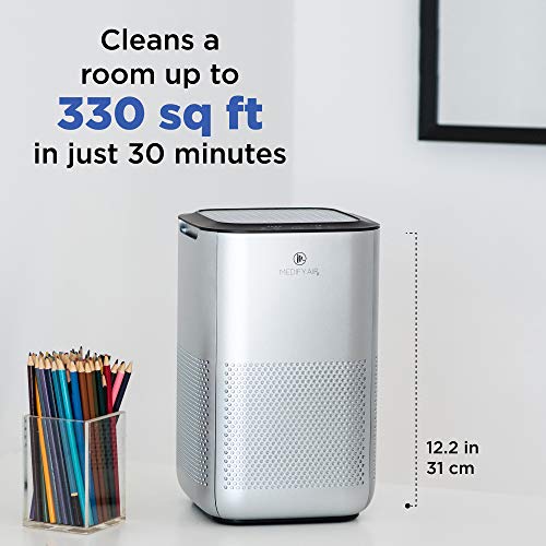 Medify MA-15 Air Purifier with H13 True HEPA Filter | 30 sq m Coverage | for Allergens, Smoke, Smokers, Dust, Odors, Pollen, Pet Dander | Quiet 99.9% Removal to 0.1 Microns | Silver, 1-Pack