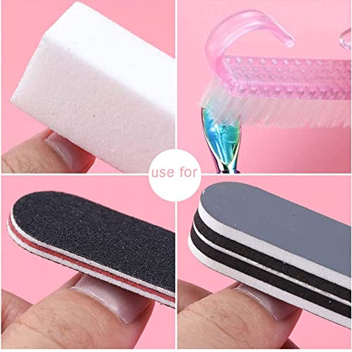 MARGOUN Nail File Set Nail Polishing File Buffer Blocks Cleaning Brush Kit Manicure Pedicure Tools Set (5 PCS Set)