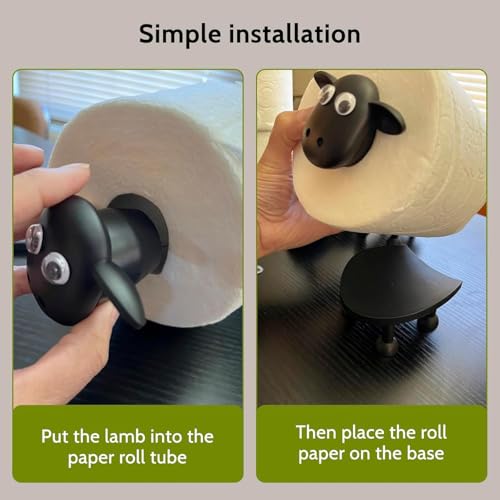 3D Printed Black Sheep Toilet Paper Holder - Unique Bathroom Tissue Roll Stand with Storage Shelf | Funny Loo Roll Organizer for Bathroom Decor - Modern Housewarming Gift