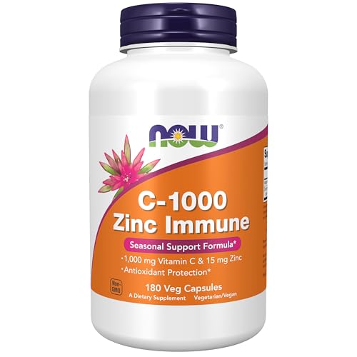 NOW Supplements, C-1000 & Zinc Immune, Seasonal Support Formula, Antioxidant Protection, 180 Count