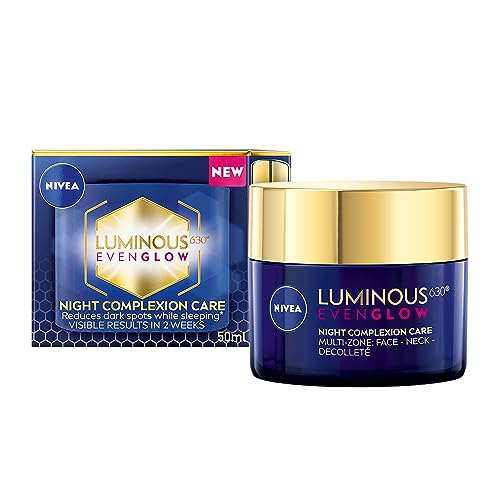 NIVEA LUMINOUS 630 EVEN GLOW Anti Dark Spot Face Night Cream, Revitalizing Skin Complexion Repair, Spotless Even Skin, Hydrating Hyaluronic Acid, 50ml