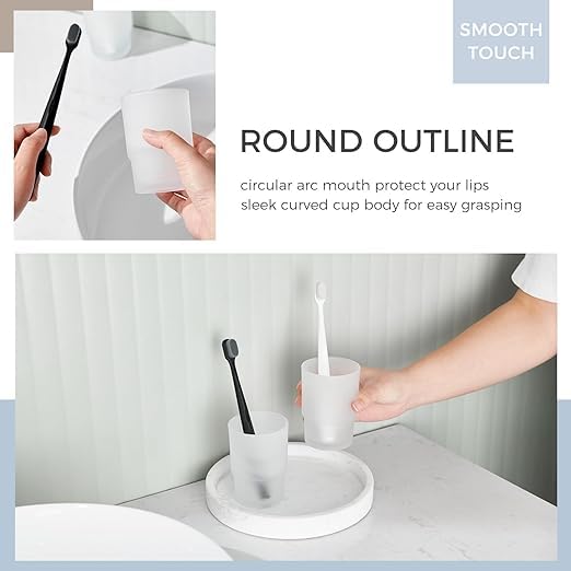 2 Pack Tumbler Glass, Frosted Bathroom Rinsing and Mouthwash Cup,Drinking Cups, Water Cups Reusable, Bathroom Mouthwash Brushing Teeth Storage Cup