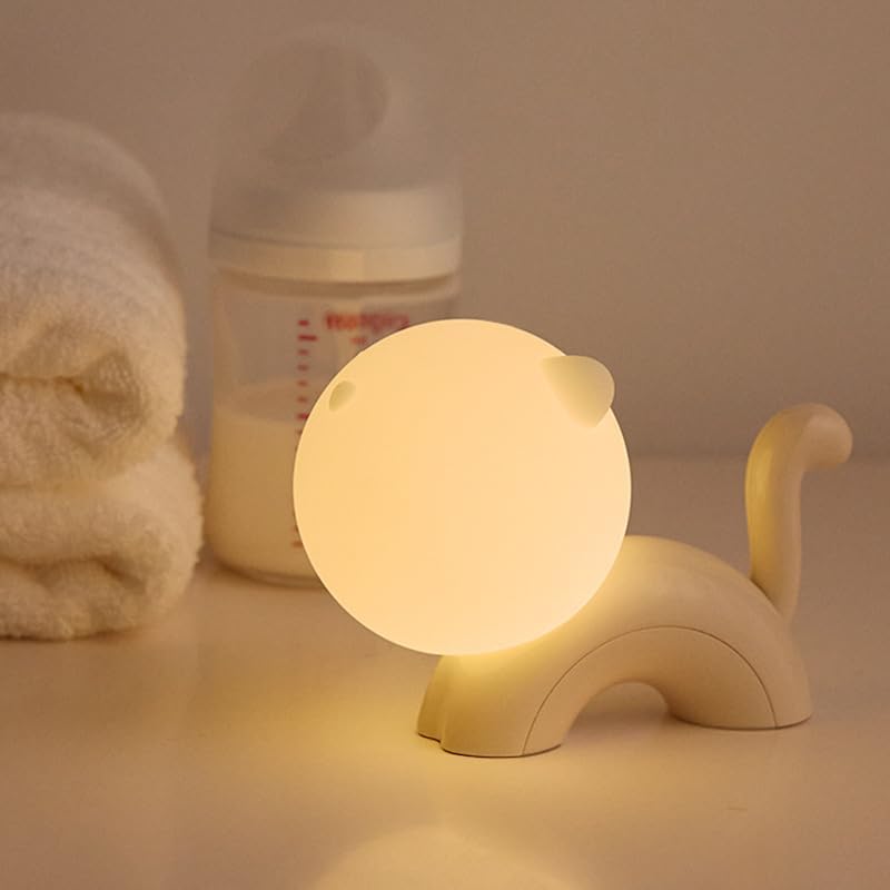 Meow-Meow Night Light, Pat-Activated Silicone Cat Lamp - 0.2W USB Bedside Mood Light for Bedroom/Dorm, Stress Relief Toy & Certified Safe Kids Nightlight (cat paw) - lucky cat