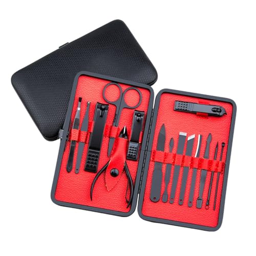 KASTWAVE Professional Pedicure Manicure Set, Stainless Steel Nail Care Tool with Cuticle Nail Cutter, Nail Scissors for Men and Women, Travel-Friendly with Exquisite Black Leather Box