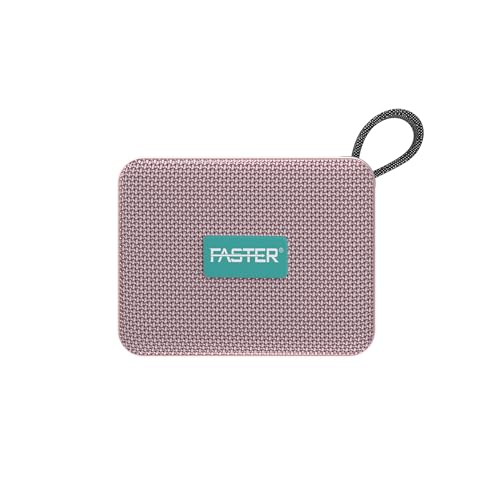 Faster GrooveX Portable Waterproof Speaker- IPX7 Wireless Streaming 20Hrs Playback Time- Standard 5.4 Bluetooth Outdoor Speaker with Dynamic Sound Rich Bass TWS Function Output Power 5W (Rose Pink)