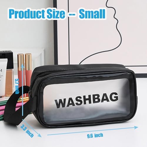 YIMIKE Travel Toiletry Bag,Large Clear Makeup Bags, 2 in 1 Cosmetics Bag,Transparent Skin Care Bag for Toiletries,Waterproof & Draining Make up Bags,PVC Thickened Wash Bag for Women Men (Pink)