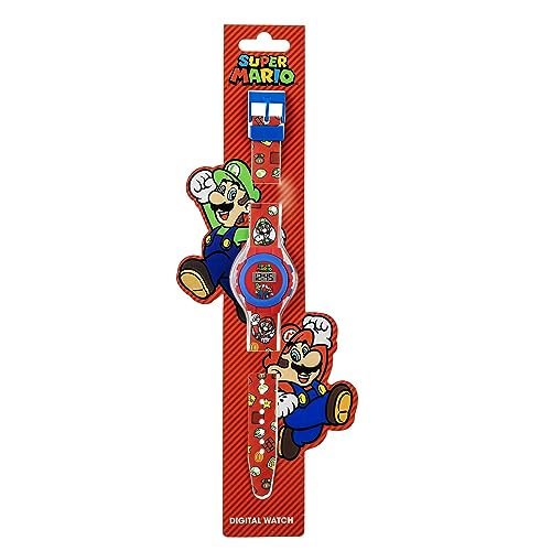SUPER MARIO Boy's Digital Quartz Watch with Plastic Strap GSM4234, Red