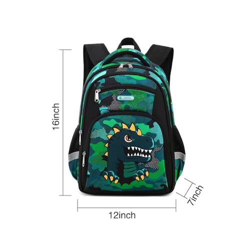 School Backpack, Backpack for Boys Girls School Bookbags, Kindergarten Elementary Middle School, Lightweight Waterproof Multifunctional Large Capacity for Backpack (16 inch Dinosaur Fun Prints)
