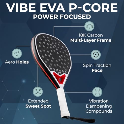 VIBEPADEL Torch Padel Racket Intermediate Advanced for Power, Precision and Performance | Padel Rackets for Adults with Carbon Frame and VIBE EVA P-CORE | Paddle Tennis Racket