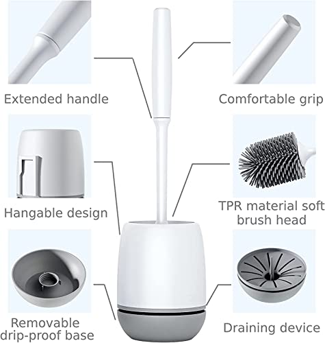 DIKXO Toilet Brush, Toilet Bowl Brush and Holder, Toilet Cleaner Brush for Bathroom,Floor Standing & Wall Mounted Toilet Scrubber Without Drilling
