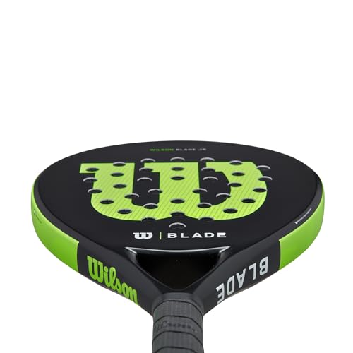 Wilson Padel Racket Blade Junior v2, Fibreglass, 300 g, Head Size: 439 cm?, Black/Neon Green