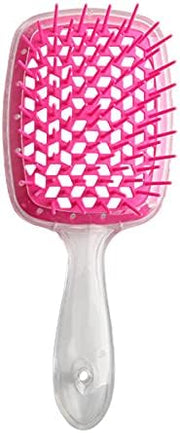 BananaHome Detangling Hair Brush Anti static Hairbrush, Hollow-out Massage Curl Comb for Natural Curly Wet Dry Thick Straight Long Hair (Transparent pink) - Transparent rose red