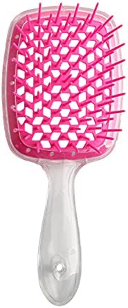 BananaHome Detangling Hair Brush Anti static Hairbrush, Hollow-out Massage Curl Comb for Natural Curly Wet Dry Thick Straight Long Hair (Transparent pink) - Transparent rose red
