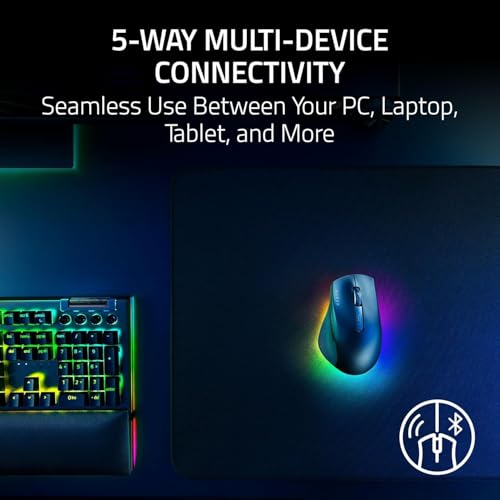 Razer Pro Click V2 Right-Handed Ergonomic Wireless RGB Mouse: HyperSpeed Wireless (2.4 GHz), Bluetooth â€“ up to 3 hosts, USB-C wired, Up to 3.5 months Battery Life, 9 Programmable Buttons - Black