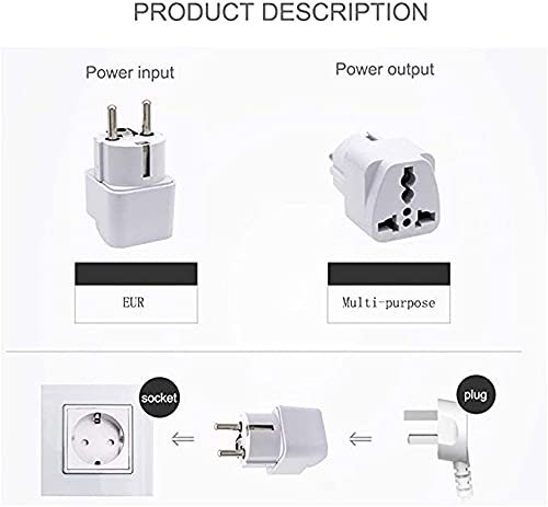 TopDeal Type E/F 2-Pin Grounded Plug Adapter (EU plug 3 Pieces)