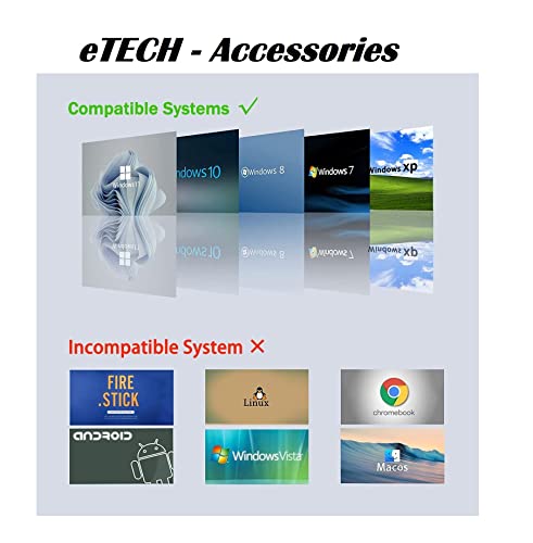 eTECH USB to HDMI Adapter, USB 3.0 to HDMI 1080P Video Audio Converter With 6 FT HDMI Cable Connect PC, Laptop to Monitor, Support (Windows/XP 7/8/8.1/10) - Black