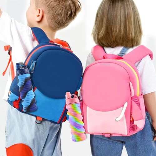 MAKERSLAND Rainbow Collapsible Folding Water Bottles for Kids, Students, Adults, Reusable BPA Free Silicone Foldable Sports Water Bottles for Travel Camping Hiking, Pink