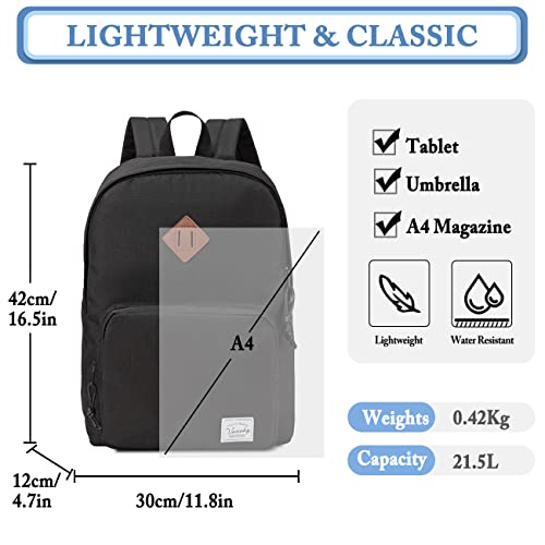 VASCHY Backpack for Women Men, Ultra Lightweight School Bag for Kids Teen Boys Girls, Casual Daypack Work, Travel