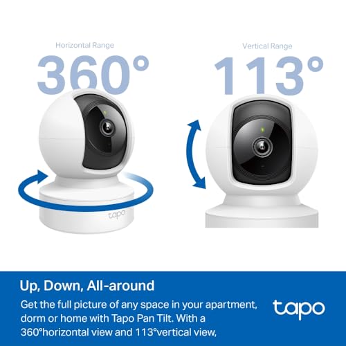 Tapo C202 1080P WiFi/Ethernet Camera Indoor Surveillance Camera with Person Detection Two-Way Audio Compatible with Alexa and Google Assistant for Baby/Pets