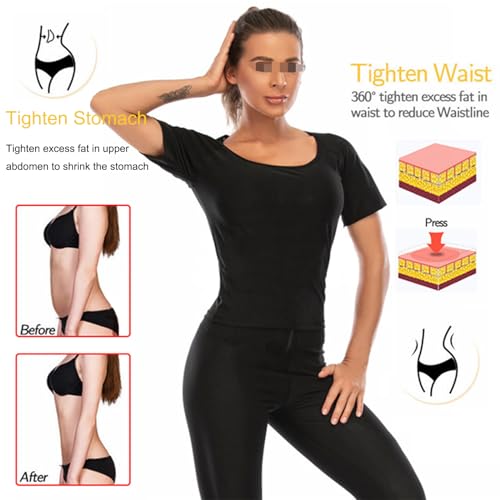 Sauna Shirt for Women Short Sleeve, Workout Tank Top for Women, Women's Sweat Sauna Vest Fitness Body Shaper