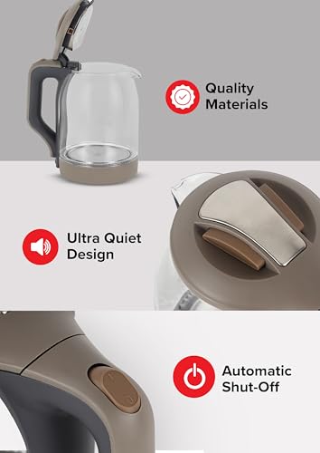 Olsenmark OMK2394 Illuminating Glass Kettle | Boil Dry Protection & Auto Shut Off | Fast Boil & Easy to Clean | Ideal for Hot Water, Tea or Coffee | 1.8L Cordless Kettle | 1500W