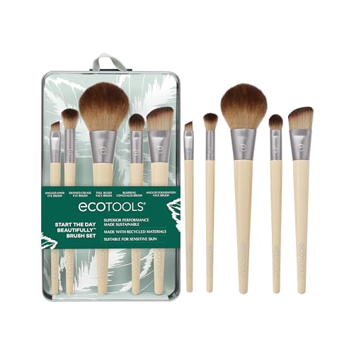Ecotools Limited Edition Start The Day Beautifully Makeup Brush Set, Silver, 1 Count (Pack Of 1)