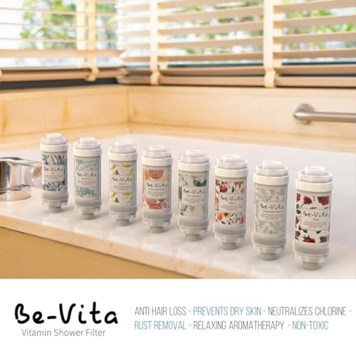 Be-Vita Korean Vitamin Shower Filter - Anti Hair Loss - Prevents Dry Skin - Chlorine Removal - Rust Removal - Relaxing Aromatherapy - Non-Toxic (Baby Powder)