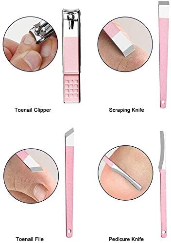 chengxin Anself Nail Clippers Set 18pcs Pedicure & Manicure Tool Kit with Acne Needle Nail File Trimmer Nose Hair Eyebrow Scissors Tool for Hand Foot & Face Care