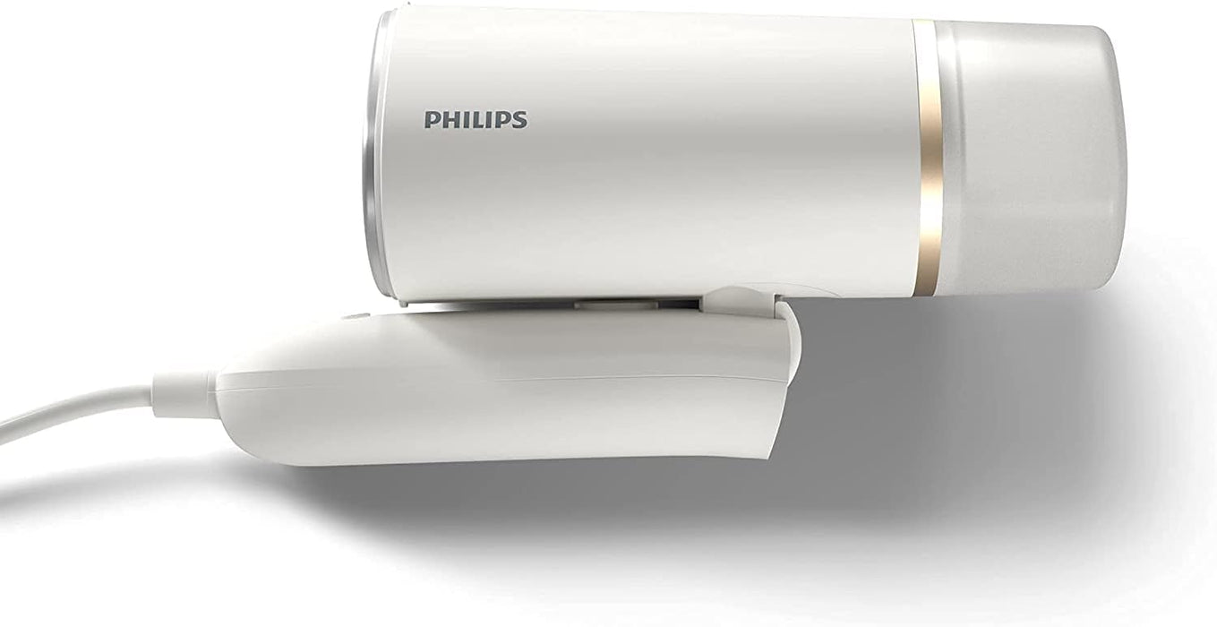 Philips Compact Handheld Steamer 3000 Series - 1000W - 20g/min Continuous Steam - 2M Cord Length - 120ML - Compact & Foldable - White - STH3020/16