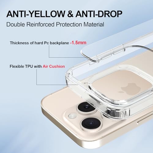 T Tersely Crystal Clear Case for iPhone 16 Pro Max(6.9-Inch), [Anti-Yellowing] Hard Back Slim Shockproof Bumper Anti-Scratch, Suitable for Wireless Charging