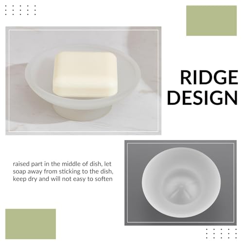 NOSKIN 4 Pack Soap Dish Round, Frosted Glass Replacement Spare Soap Holder for Bathroom Vanities Countertops Kitchen Sink