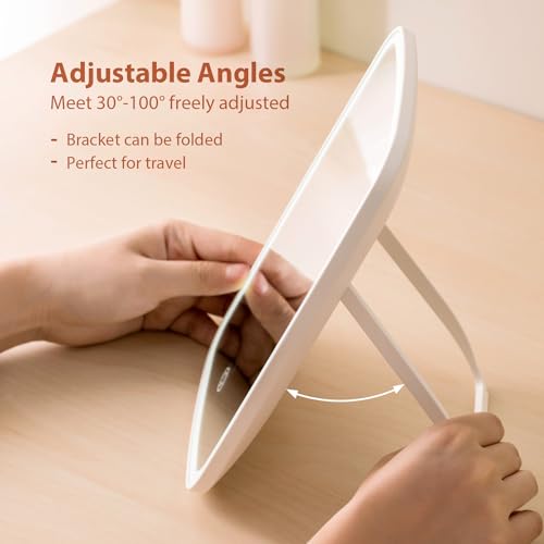 e world unbox happiness Makeup Mirror Portable USB Rechargeable LED Touch Screen Vanity Mirror Foldable Travel Make up Mirror