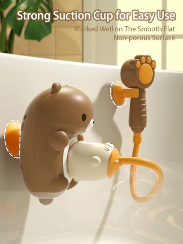 KASTWAVE Bath Toys for Toddlers, Shower Head for Bath Sprayer, 5 Modes Bear Sprinkler Bathtub Toys Gifts for Kids Boy Girl, Baby Bath Sprayer Toy with Shower Head
