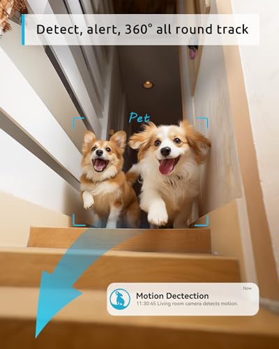 blurams Pet Camera 2K, 360° Indoor Security Camera, Dog Camera with Phone App, PTZ Cameras for Home Security Indoor, 2-Way Audio, Motion Tracking, Color/IR Night Vision, Siren, Cloud&SD(2.4GHz Only)