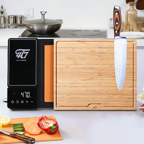 4T7 Smart Meal Prep System, Smart Cutting Board Set, Bamboo and Wheat Straw Chopping Boards, Weigh, Timer, App Calorie Counter, Juice Grooves, Health Management, Best Gift, The Smart Food Prep Station