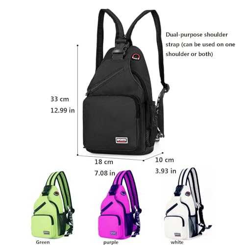 Sagreeny Sling Bag for Women and Men, Sling Backpack Crossbody Bag Versatile Travel Hiking and Working Small Backpack Hiking Daypacks Water-resistant, Travel Shoulder Bag Chest Bag for College, Black