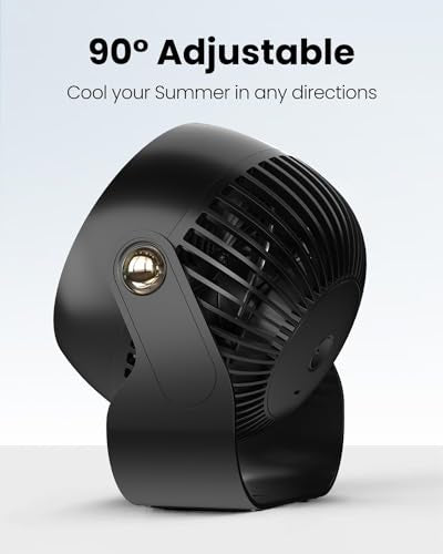 Desk Fan, 6 Inch Quiet Air Circulator Fan, 4 Speeds with Strong Airflow, 270° Rotate Portable Fan For Bedroom Home Office Desktop Travel