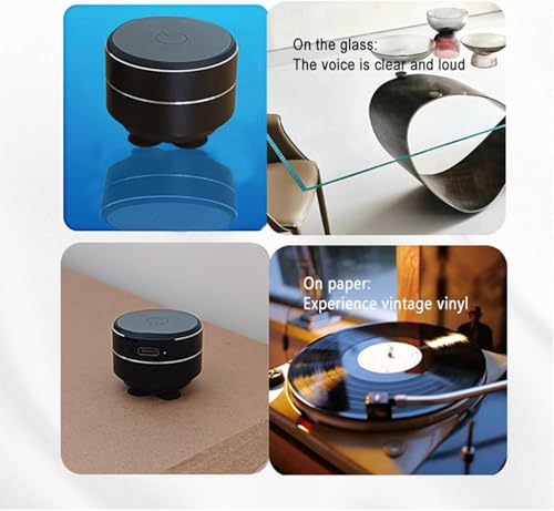 Buzzgo Speaker, Buzzgo Echo Speaker, Bluetooth Mini Bone Conduction Resonance Subwoofer with Suction Cup for Bathroom Outdoor (Black)
