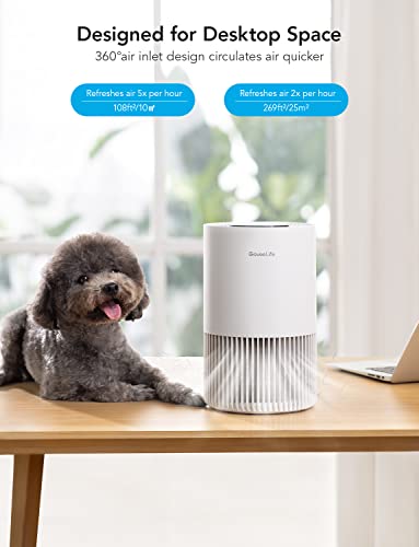 GoveeLife - Smart Air Purifiers for Bedroom, HEPA Portable Filter with Alexa WiFi Control for Pets Pollen Hair Smells, 24dB Quiet Air Purifier with 3
