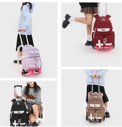 FC22 Rolling Backpack for Girls Boys, Fashion Trolley School Bags Large Capacity Wheeled Kids' Luggage Bag,Trolley Bookbag for Elementary Student