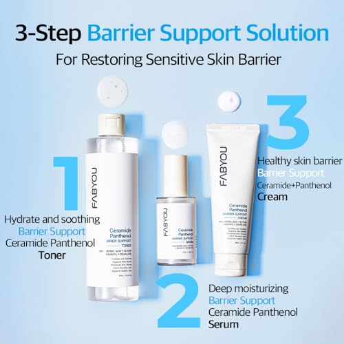 FABYOU Ceramide Panthenol Skin Barrier Support Toner 300ml – Korean Skincare for Deep Hydration, Soothing & Moisture Barrier care with a Non-Sticky, Gentle Daily Toner for Sensitive & Dry Skin