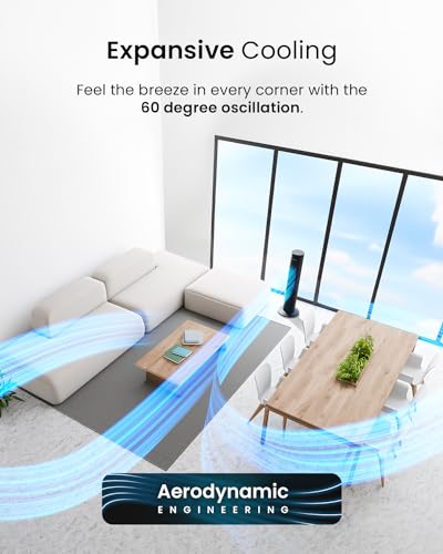 Pro Breeze® 30" Tower Fan with 7-Hour Digital Timer, Remote Control, 3 Cooling Fan Modes & LED Light Indicator - Powerful & Energy-Efficient Electric Fan for Home and Office (Black 30")