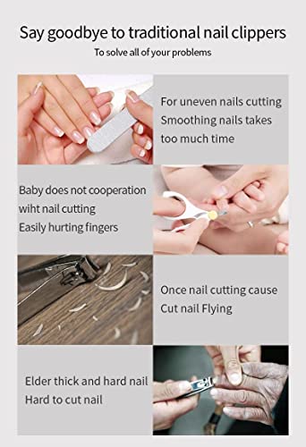 MAKINGTEC Automatic Nail Clipper with Grinding Wheel, Nail Scraps Storage, No Sharp Claws Hurt, Safe Electric Nail Trimmer (White)