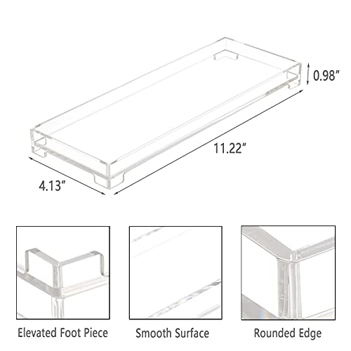 DELIPPLY Vanity Bathroom Tray, Acrylic Rectangle Decorative Catchall Organizer Storage Tray - Clear