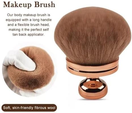 Purfex Makeup Bursh for Body-Extra Large Self Tanner for Bronzer& Full-Body Blending,Wide-Headed Kabuki Brush with Ergonomic Handle For Even Coverage (Golden)